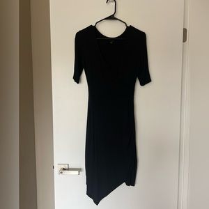 Black Ribbed Fitted Dress